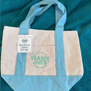 Trader Joe's Mini Pastel Canvas Tote Bag - Light Blue